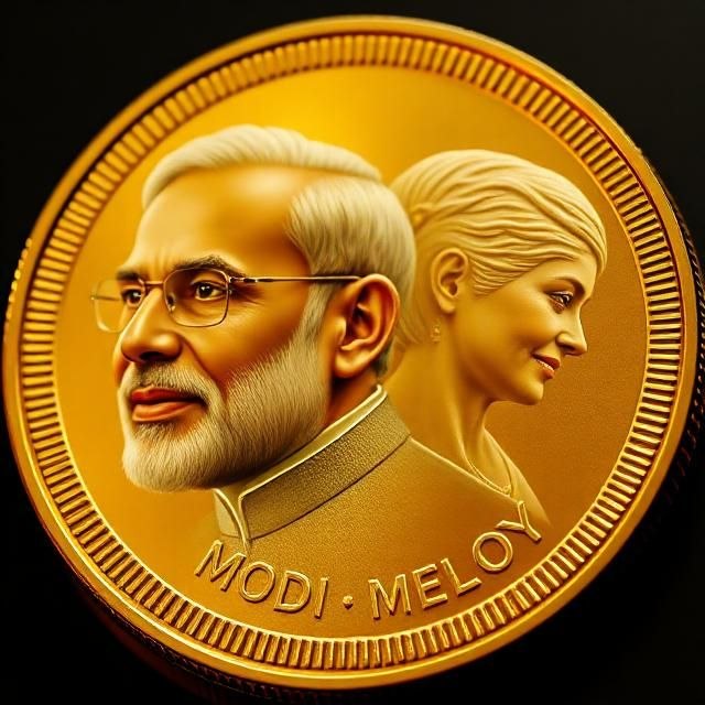 Melody Modi $MELODYMODI coin — gold coin featuring portraits